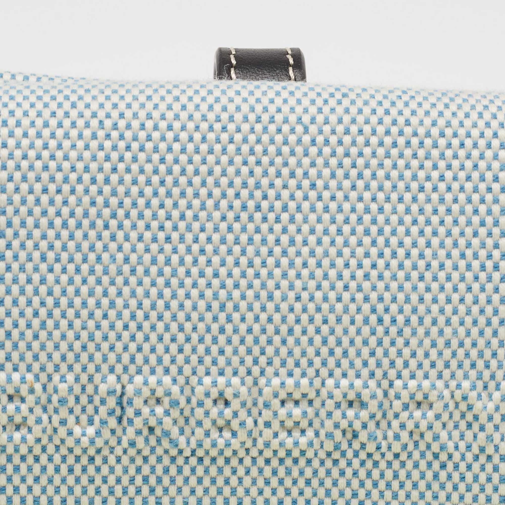 Burberry Blue/Black Canvas and Leather Luna Compact Wallet For Sale 2