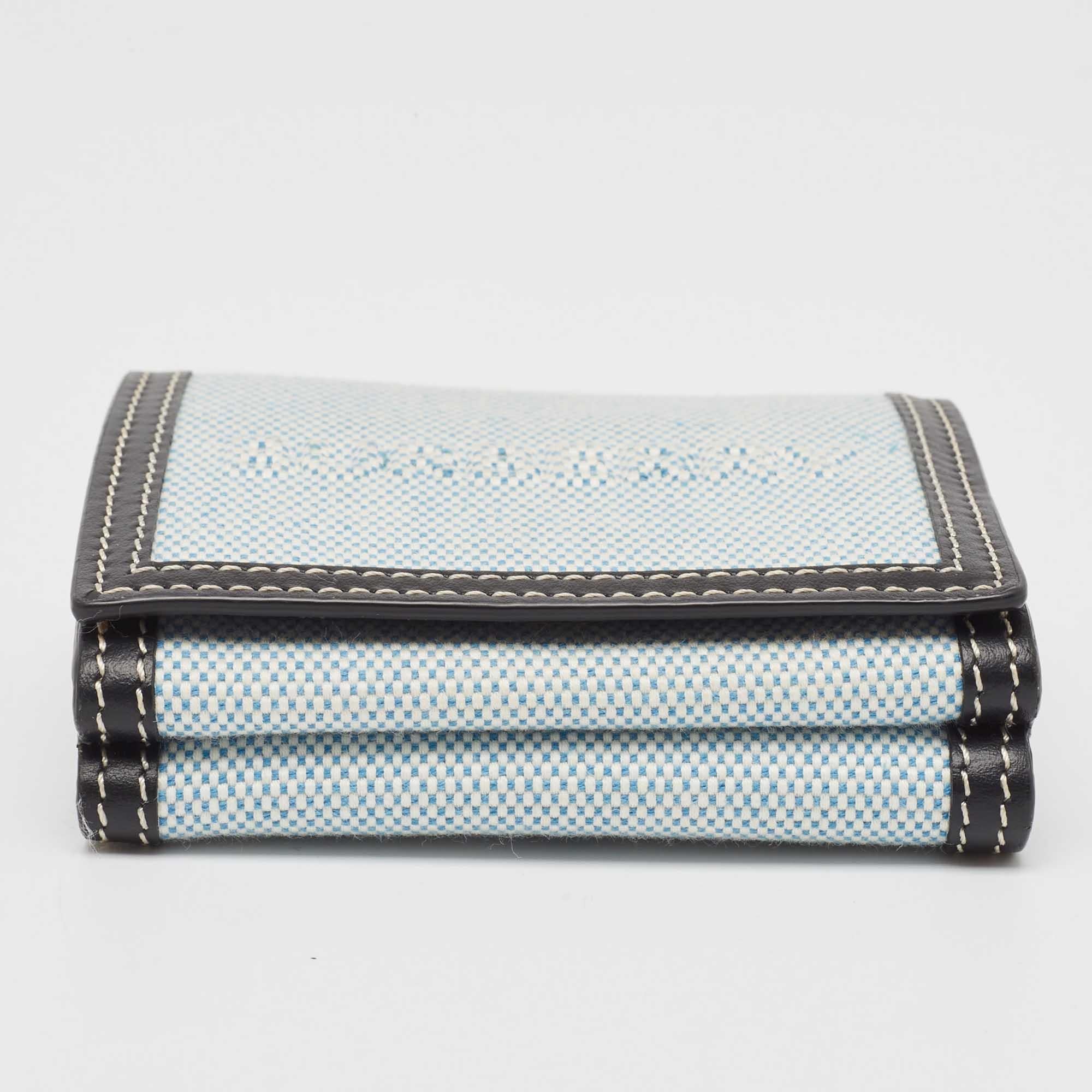 Burberry Blue/Black Canvas and Leather Luna Compact Wallet For Sale 3