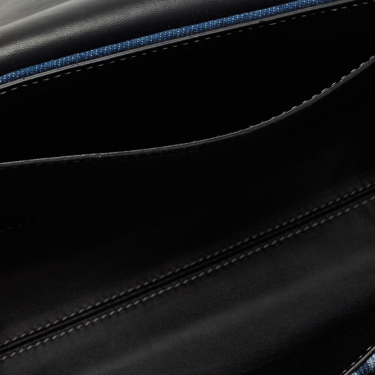 Burberry Blue/Black Denim and Leather Logo Graphic Crossbody Bag For ...