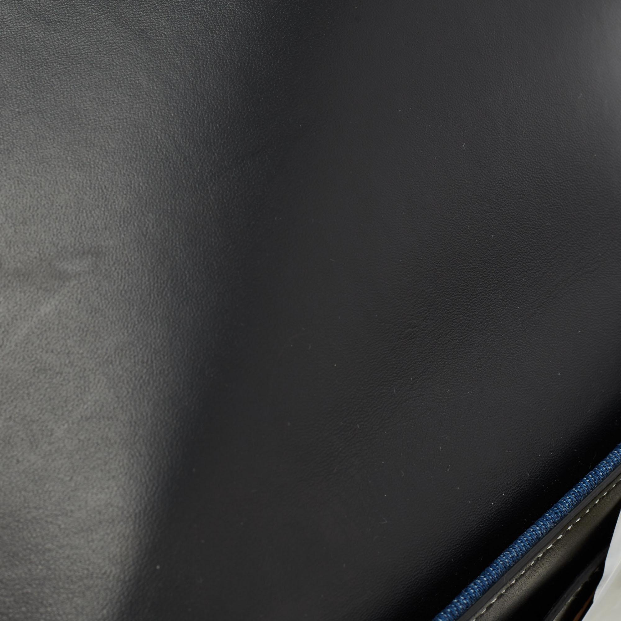 Burberry Blue/Black Denim and Leather Logo Graphic Crossbody Bag 4