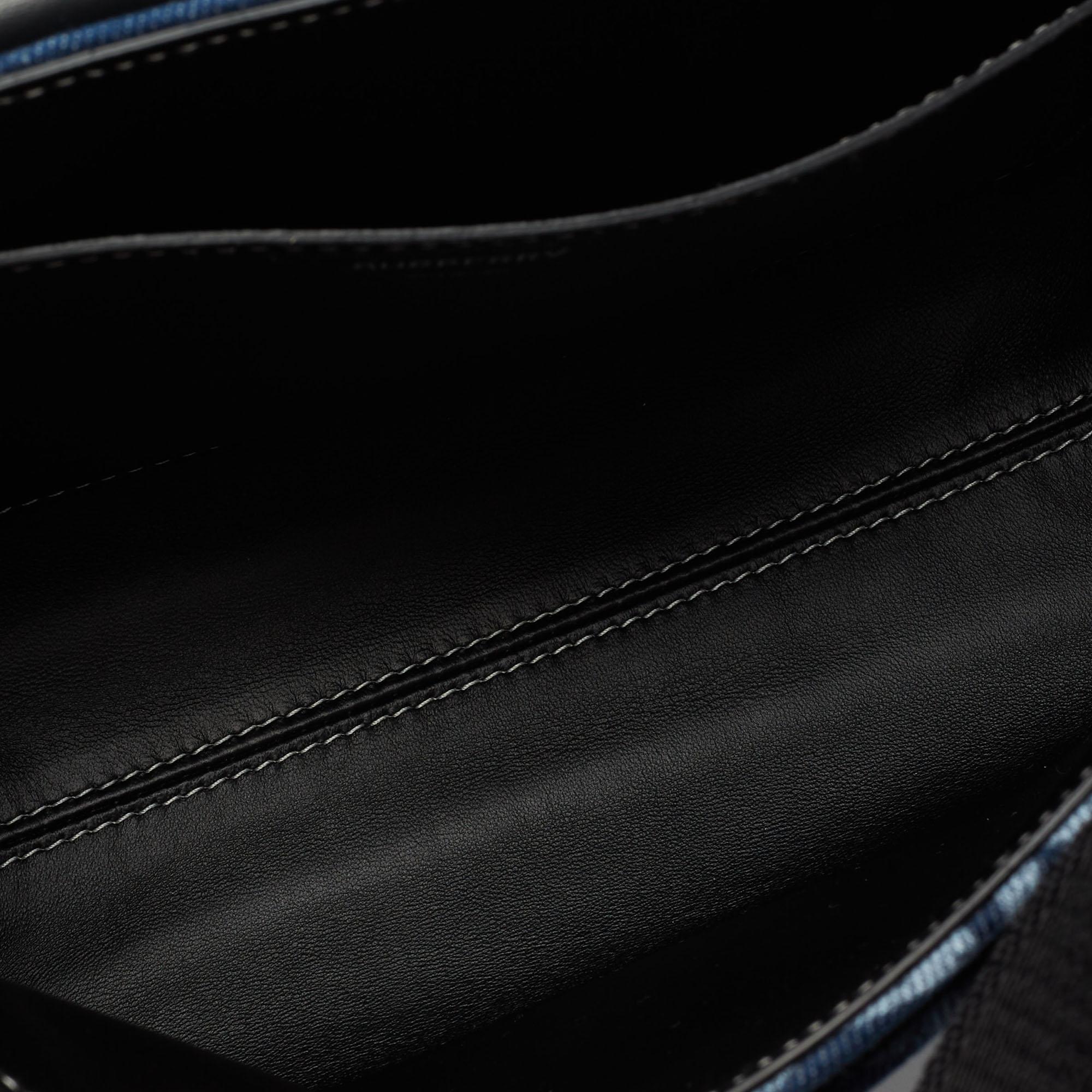 Burberry Blue/Black Denim and Leather Logo Graphic Crossbody Bag 8
