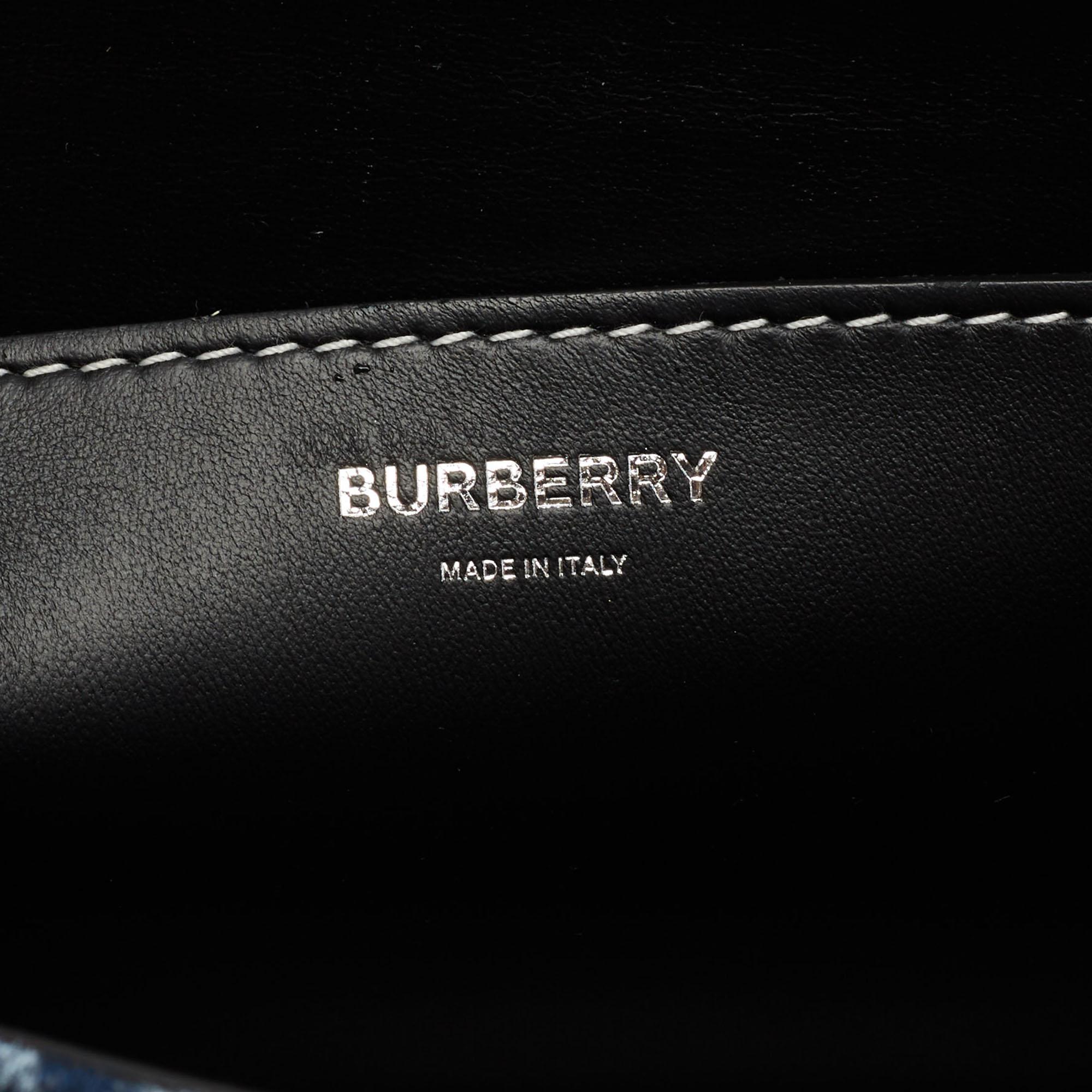 Burberry Blue/Black Denim and Leather Logo Graphic Crossbody Bag 2