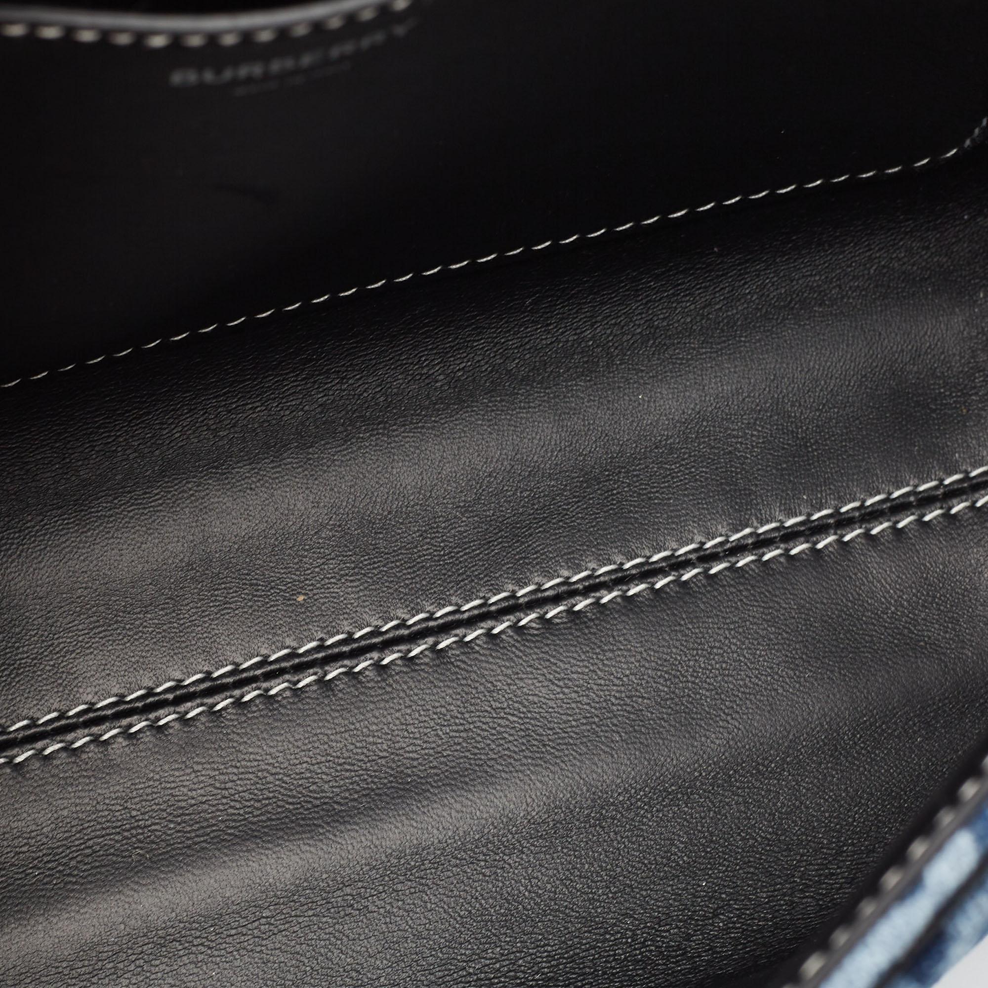 Burberry Blue/Black Denim and Leather Medium Note Shoulder Bag 4