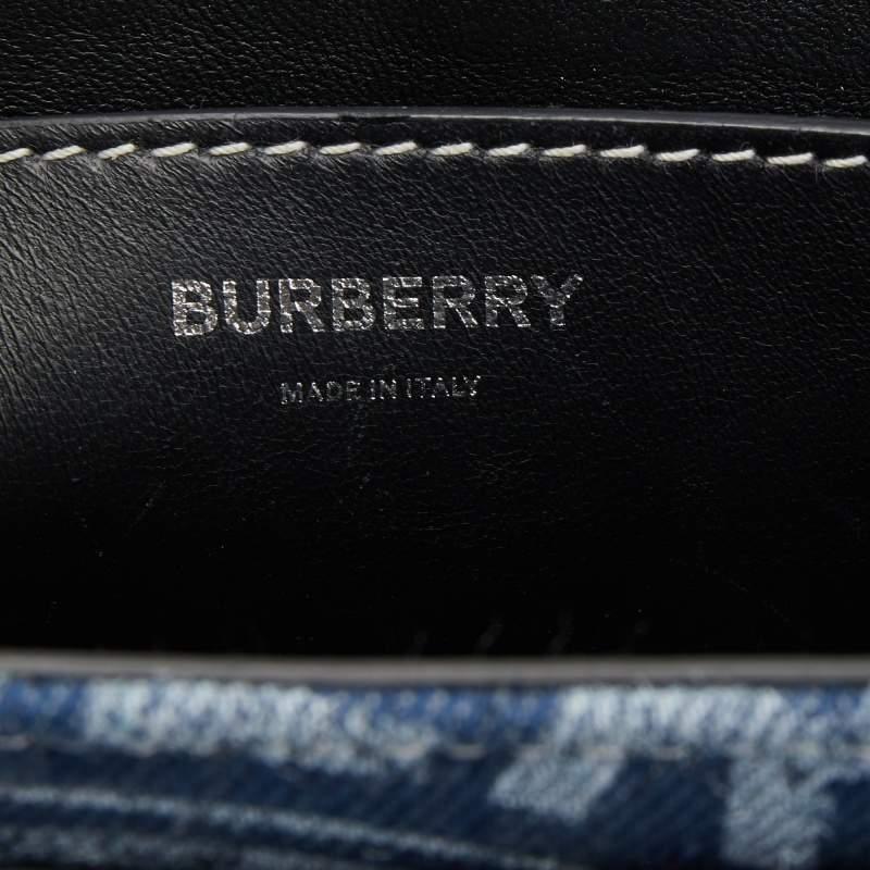 Burberry Blue/Black Denim And Leather Note Logo Print Crossbody Bag 3
