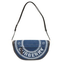Burberry Blue/Black Denim and Leather Small Olympia Shoulder Bag