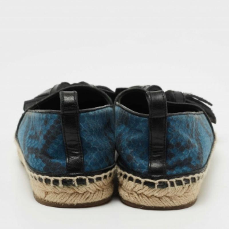 Donna Espadrillas con nappe in tela e pelle con stampa serpente Burberry blu/nero misura 36 in vendita