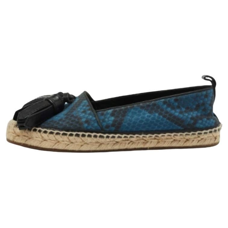 Espadrillas con nappe in tela e pelle con stampa serpente Burberry blu/nero misura 36 in vendita