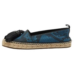Espadrillas con nappe in tela e pelle con stampa serpente Burberry blu/nero misura 36