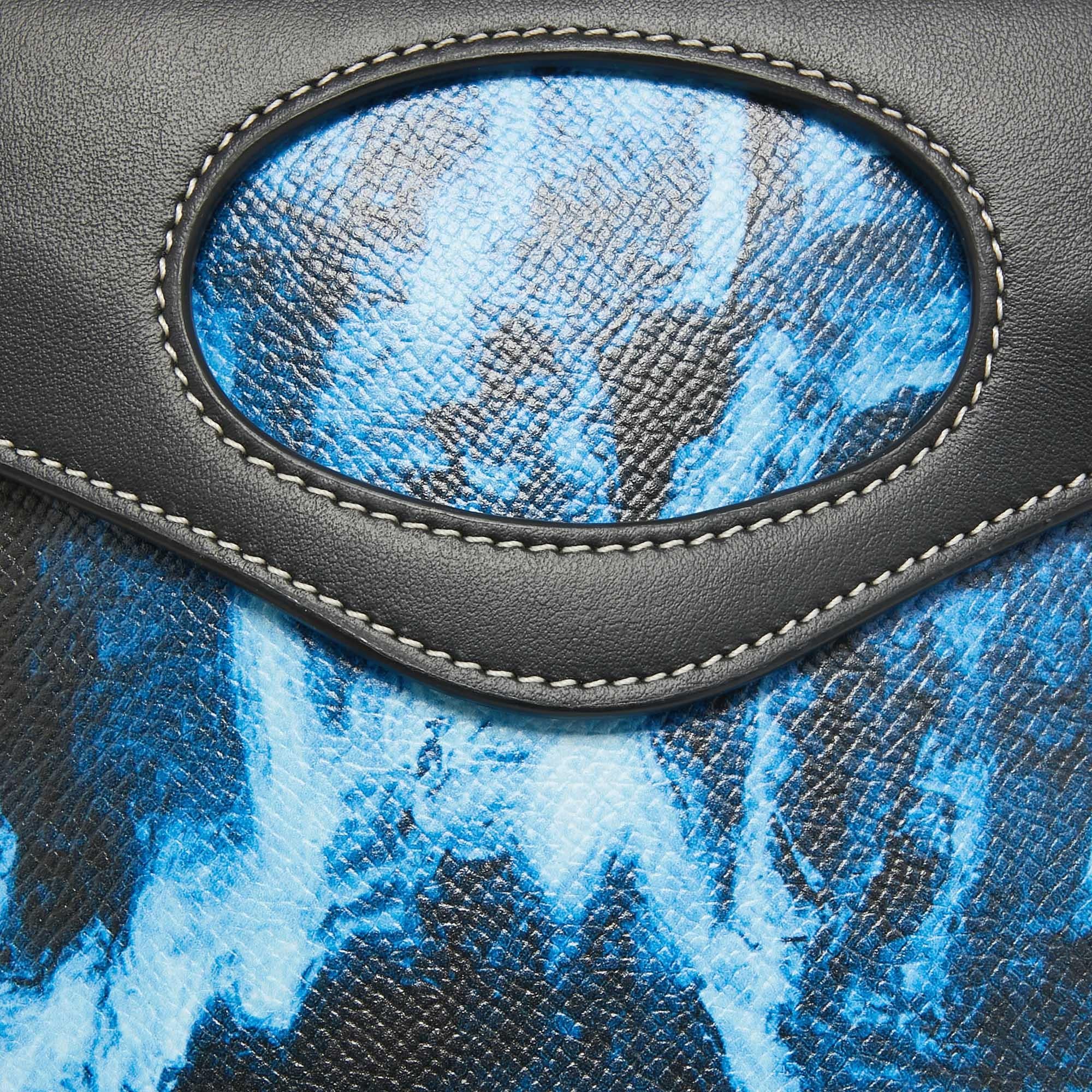 Burberry Blue/Black Water Camo Print Leather Pocket Phone Pouch Crossbody Bag 2