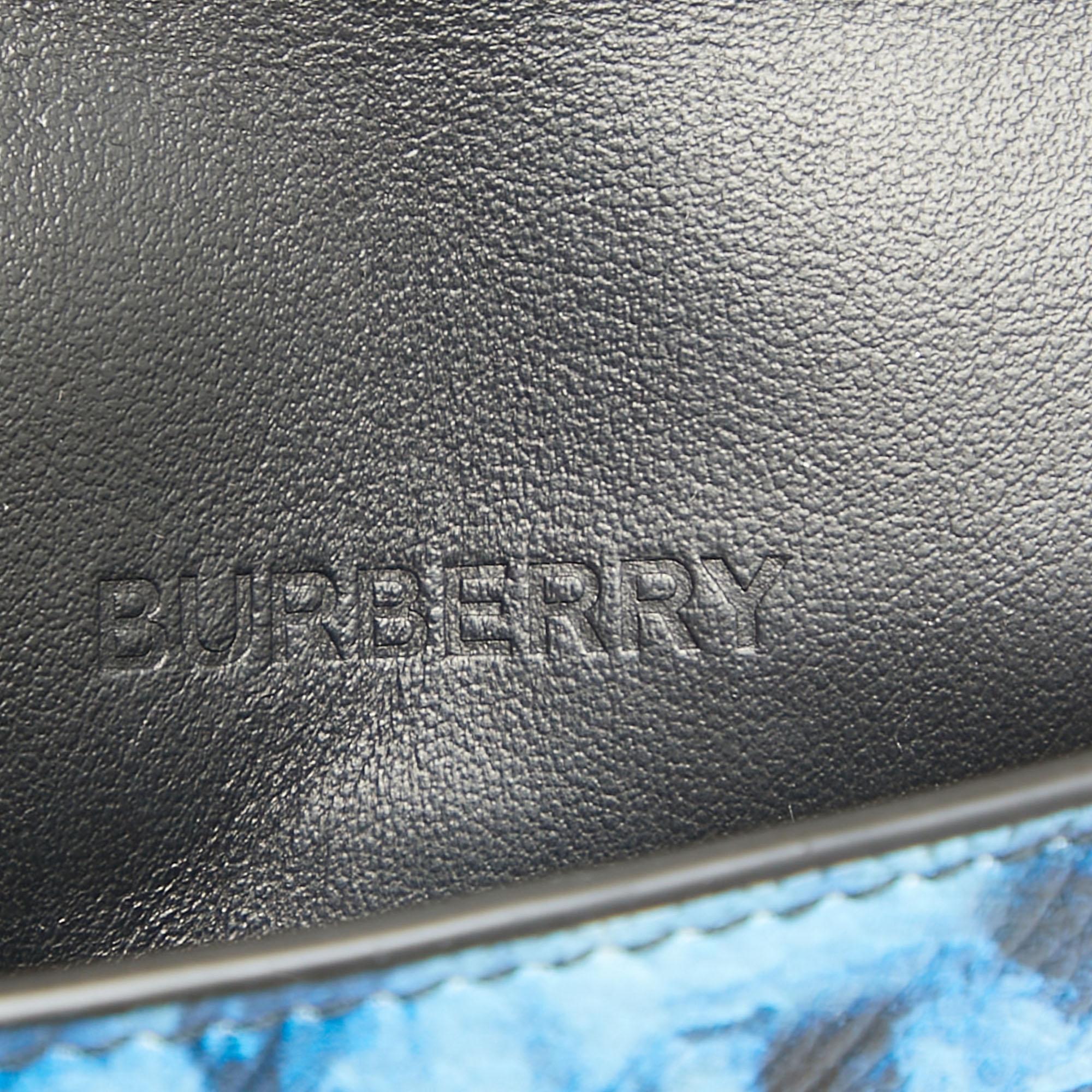 Burberry Blue/Black Water Camo Print Leather Pocket Phone Pouch Crossbody Bag 5