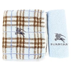 Burberry Blue Box Nova Check Logo Towel Set 18burz1113 Scarf/Wrap