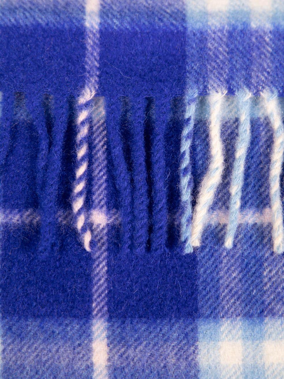 Burberry Blue Check Cashmere Scarf For Sale 1