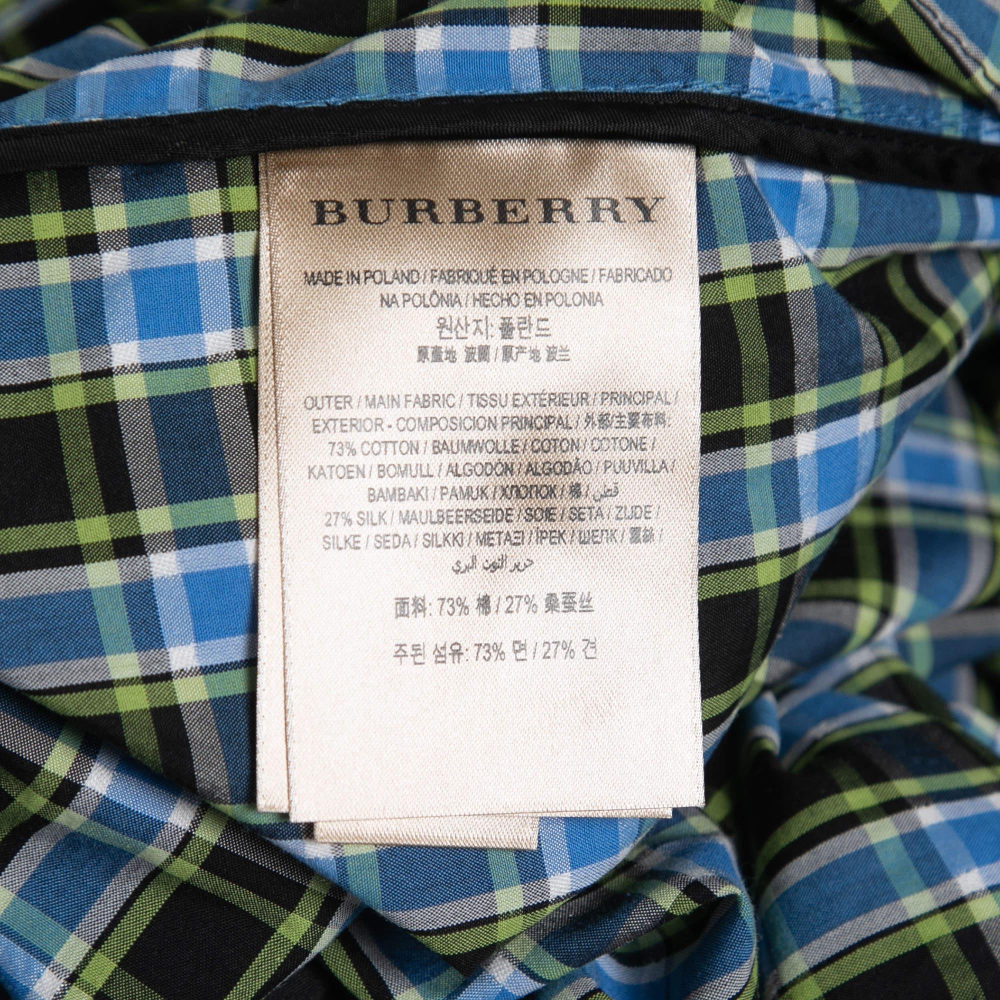 Burberry Blue Checked Cotton Lampton Belted Jumpsuit M 2