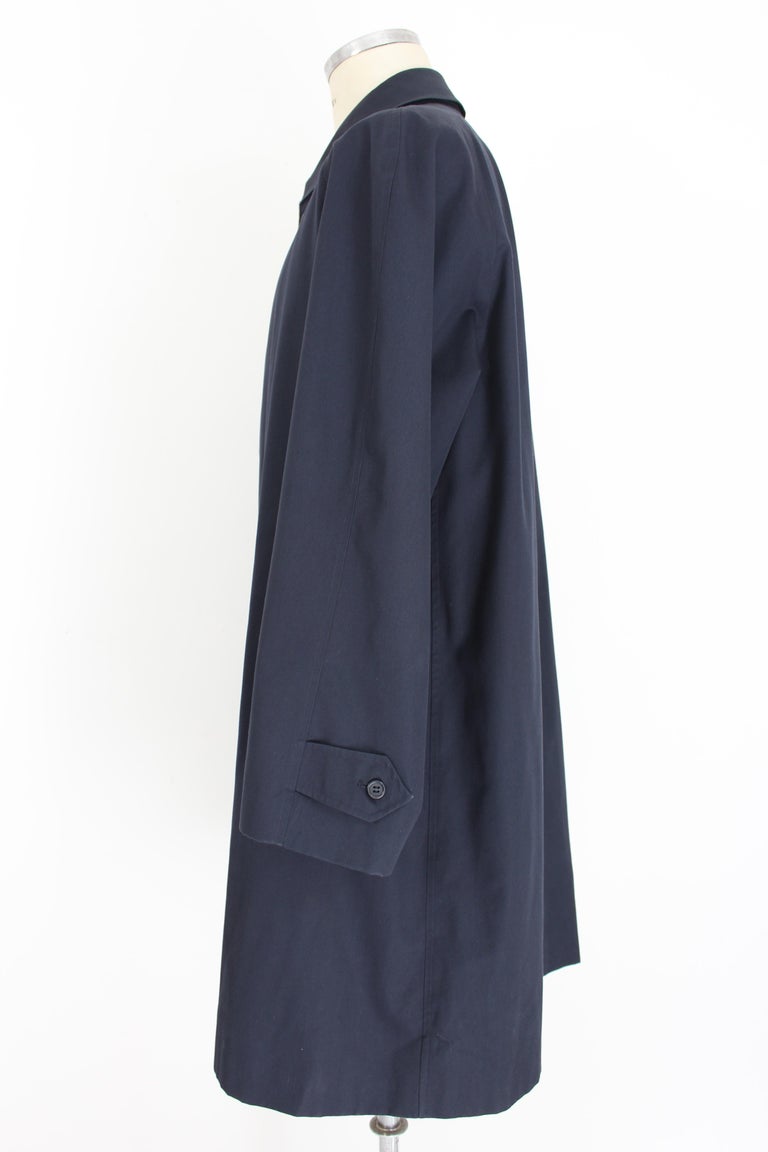 Burberry Blue Cotton Classic Long Raincoat at 1stDibs
