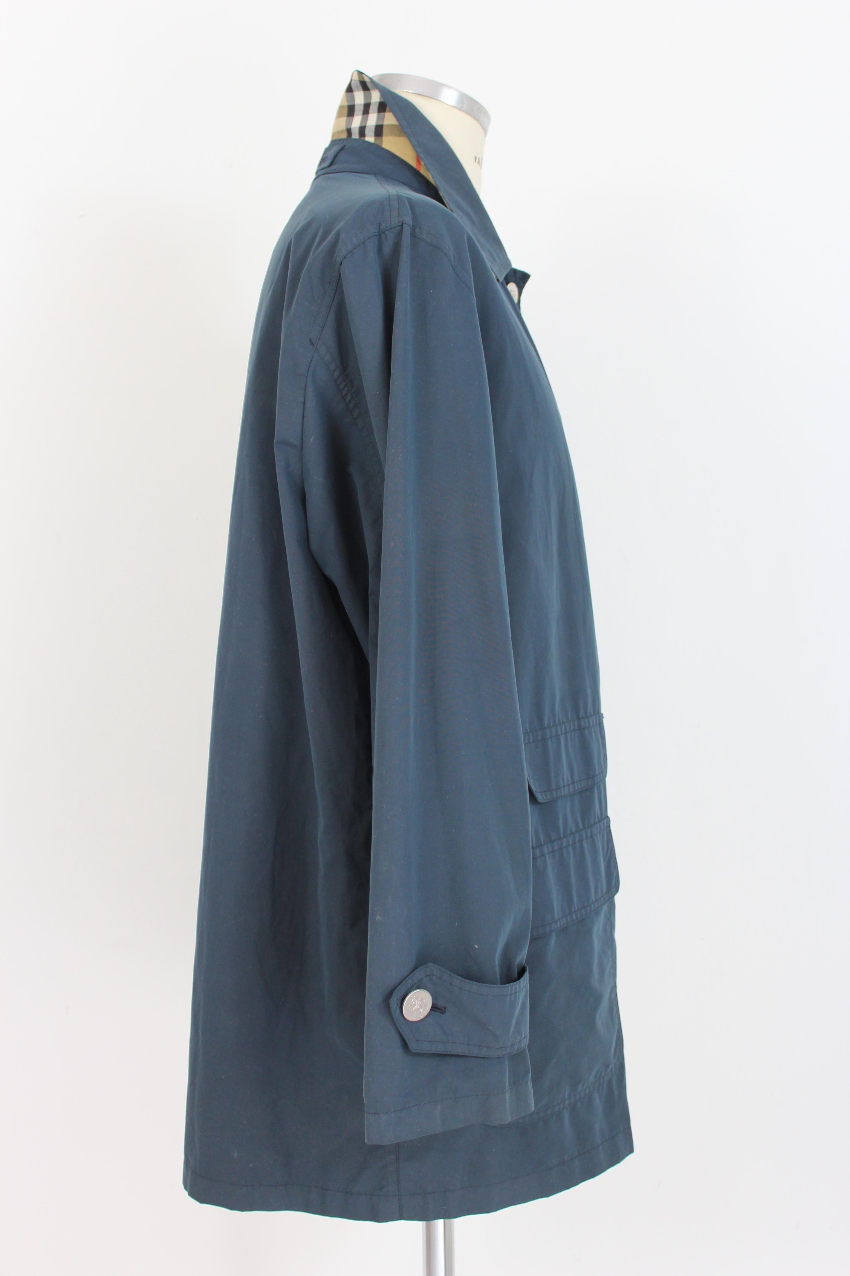 Burberry Blue Cotton Classic Raincoat In Excellent Condition In Brindisi, Bt