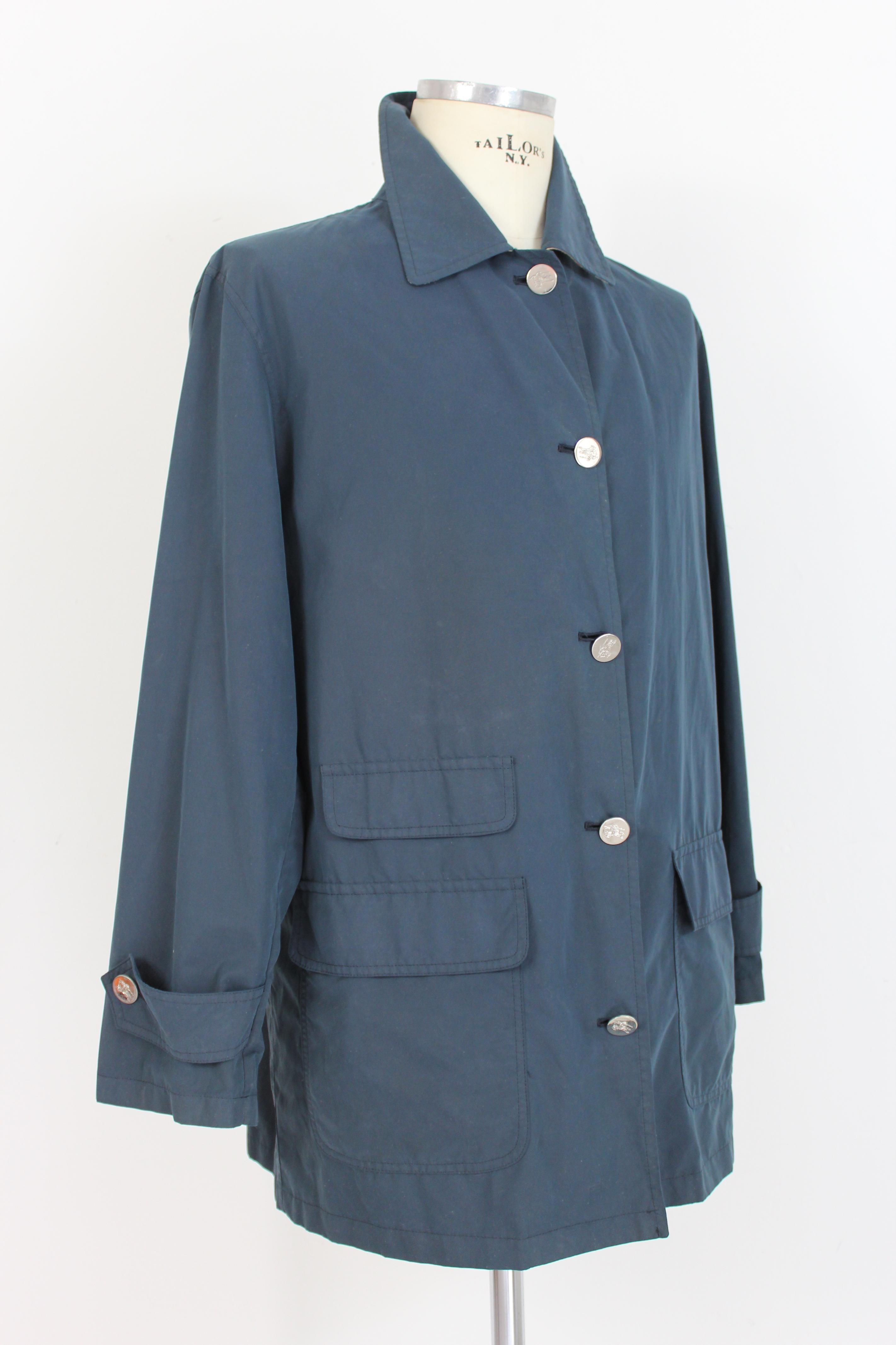 Men's Burberry Blue Cotton Classic Raincoat
