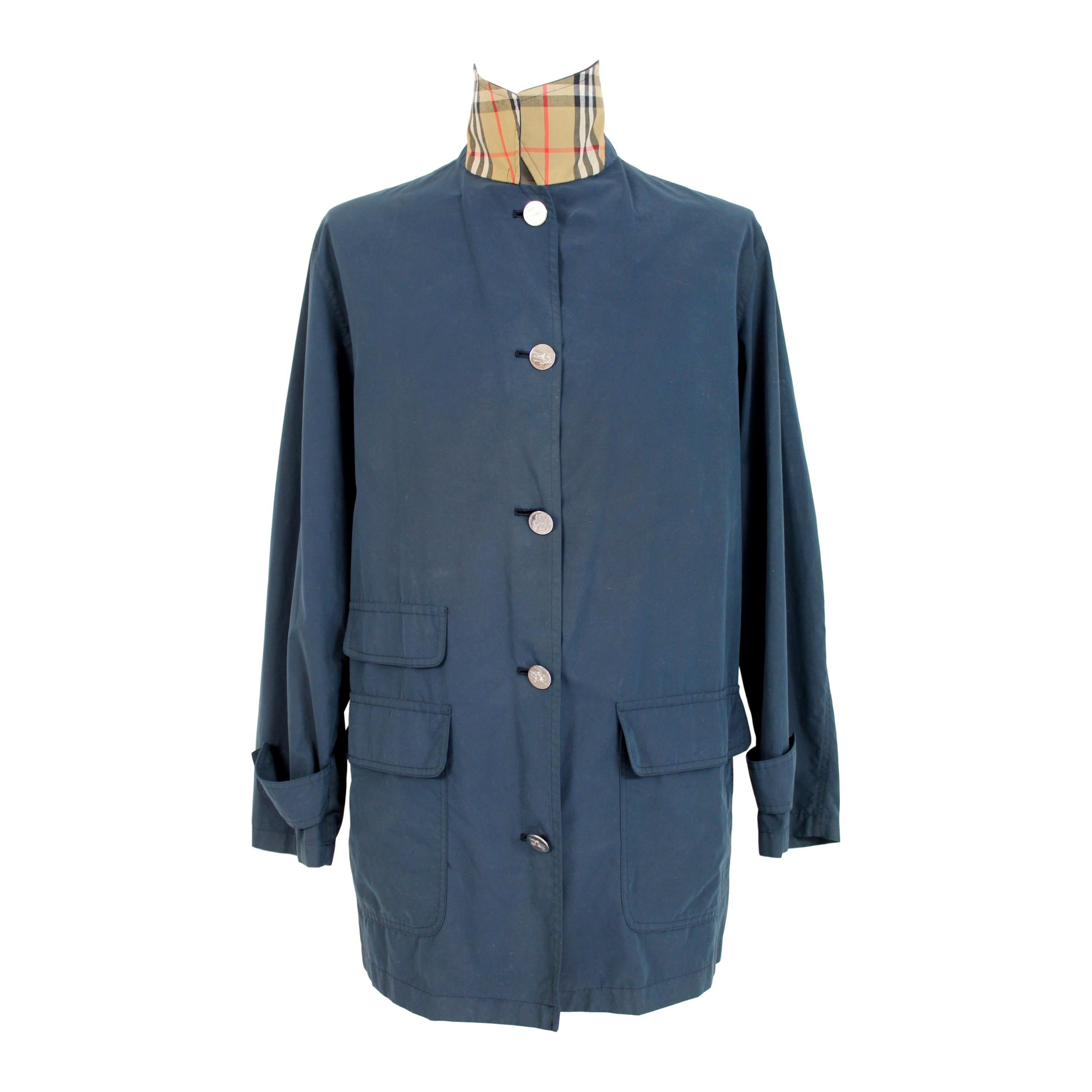 Burberry Blue Cotton Classic Raincoat