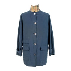 Retro Burberry Blue Cotton Classic Raincoat
