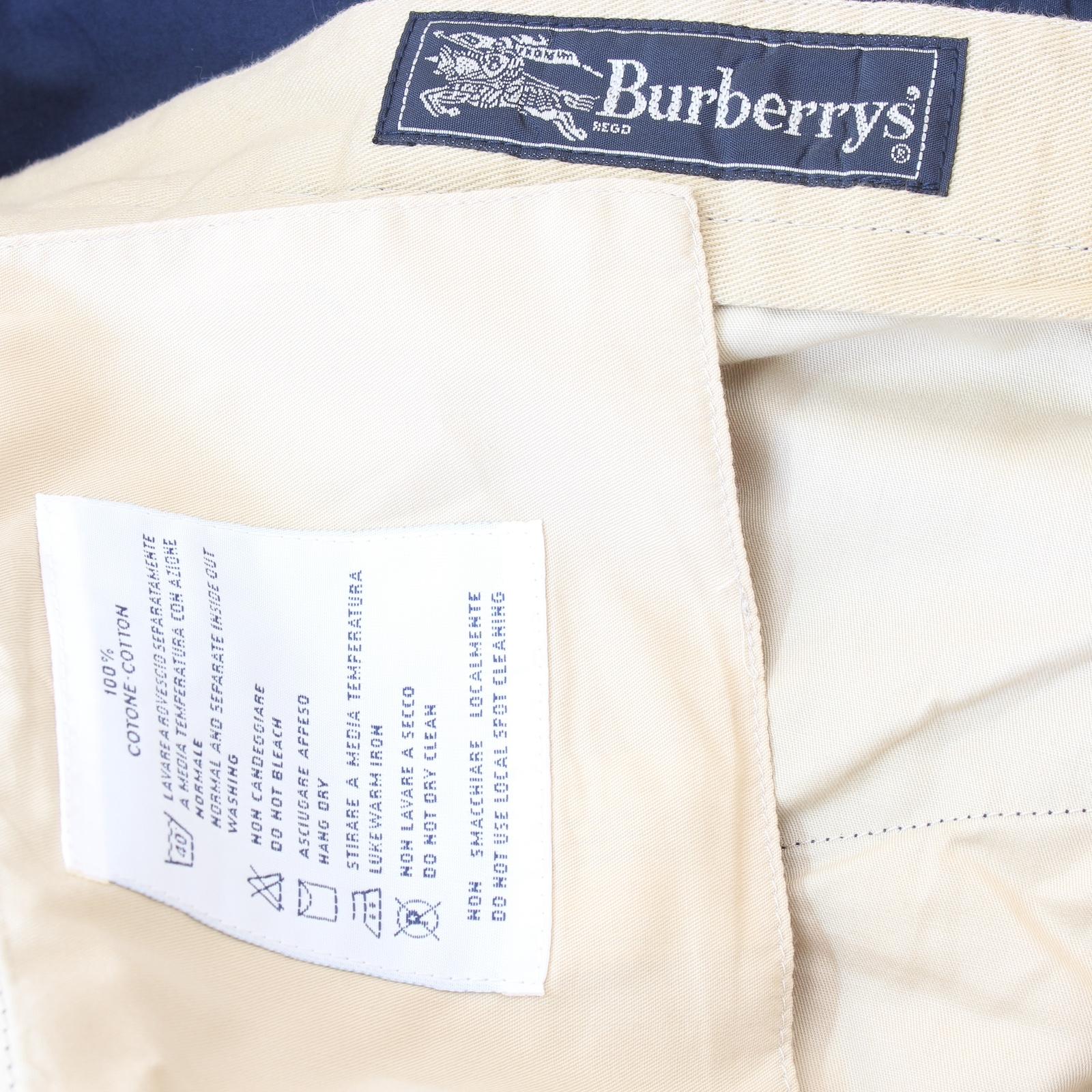 Men's Burberry Blue Cotton Classic Trousers Vintage 1990s For Sale