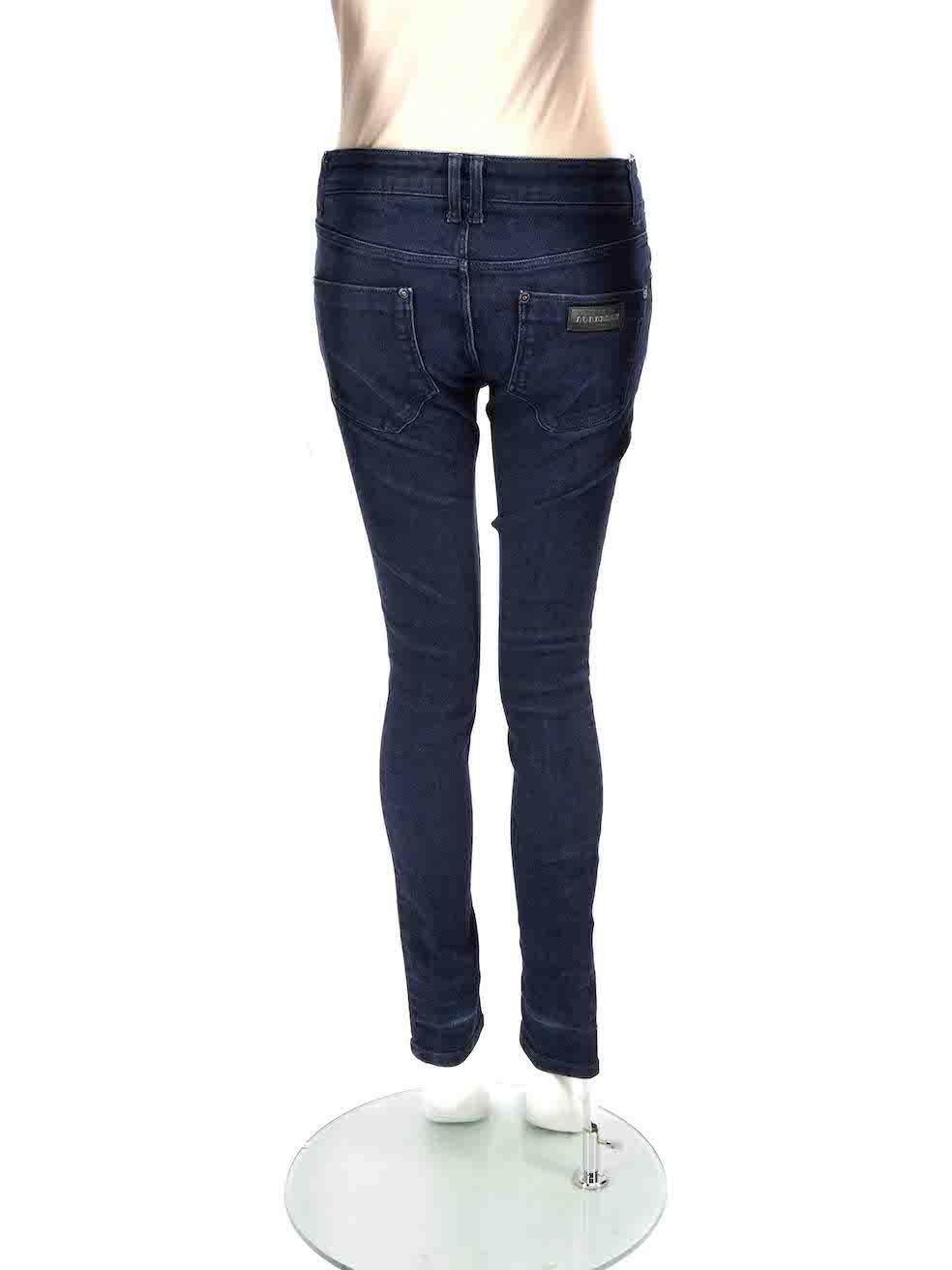 Burberry Blue Cotton Denim Skinny Jeans Size L In Good Condition For Sale In London, GB