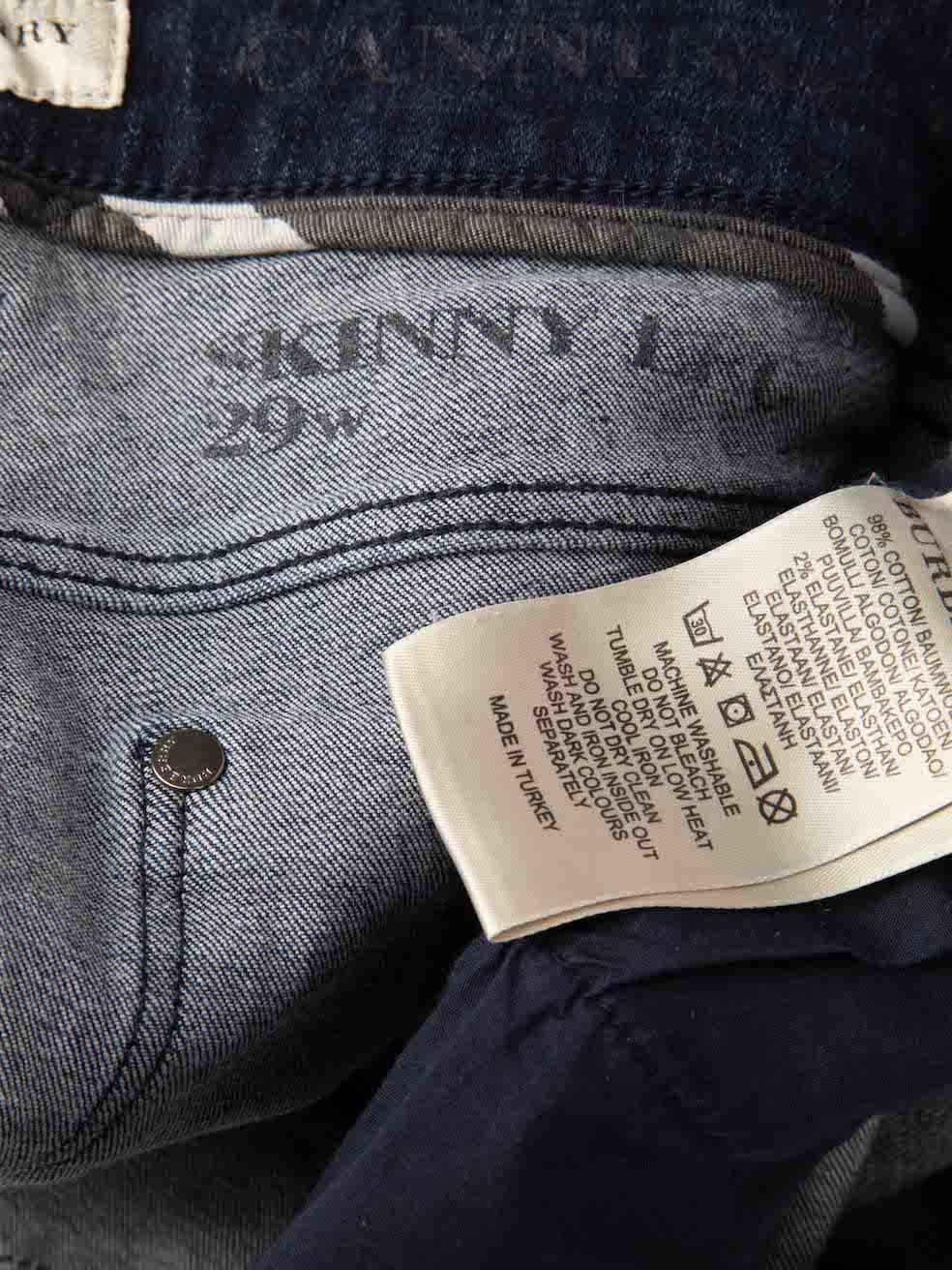 Burberry Blue Cotton Denim Skinny Jeans Size L For Sale 4