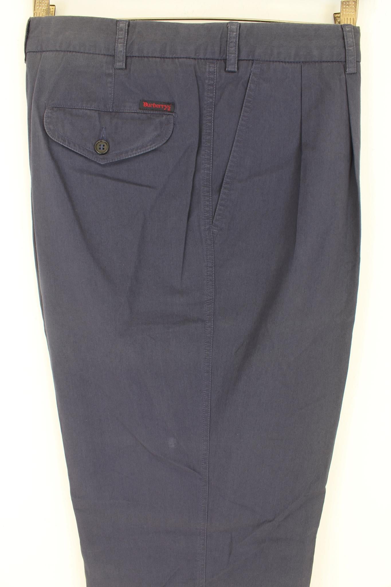 Black Burberry Blue Cotton Oversize Trousers 1990s