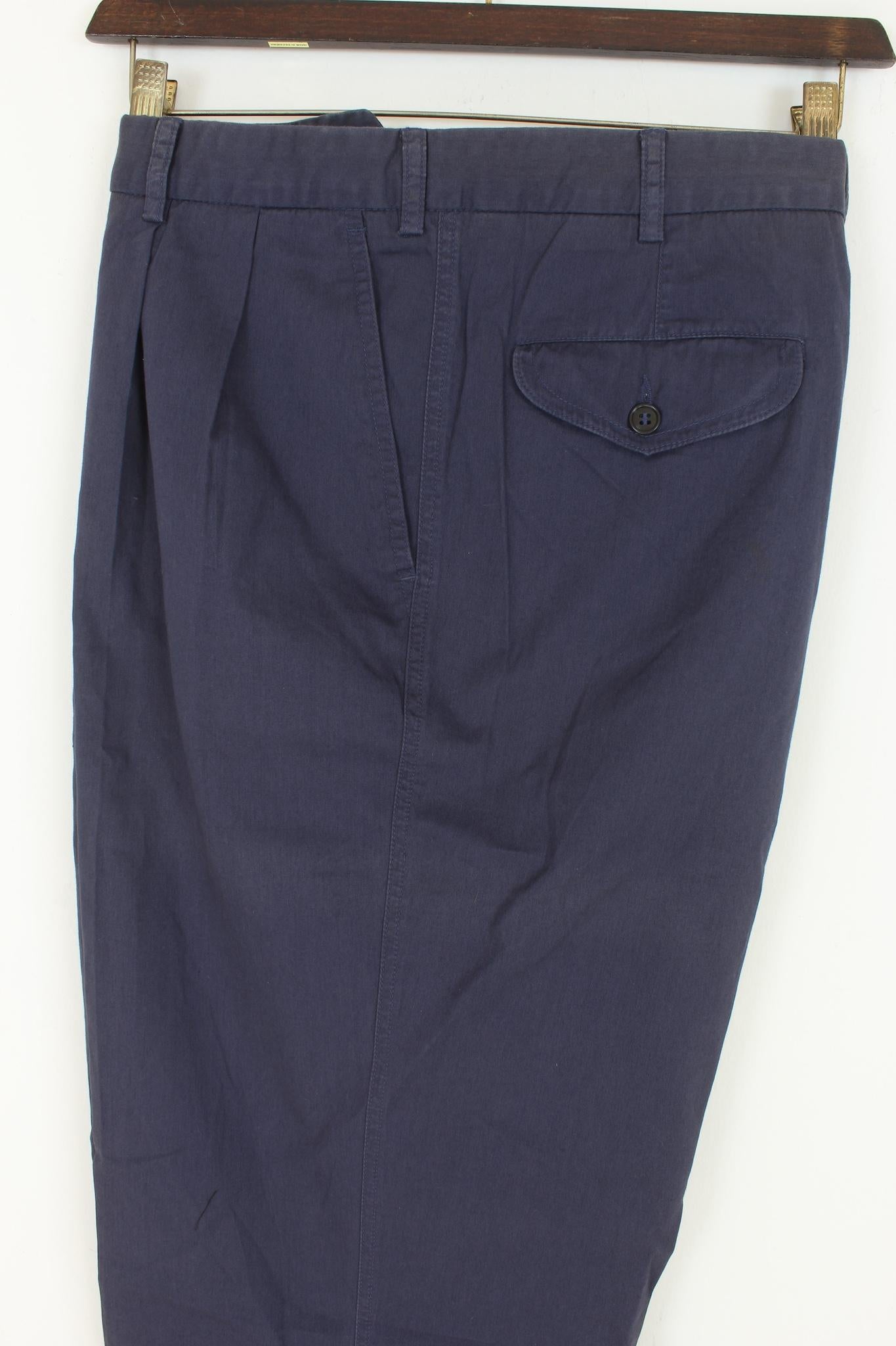 Burberry Blue Cotton Oversize Trousers 1990s In New Condition In Brindisi, Bt
