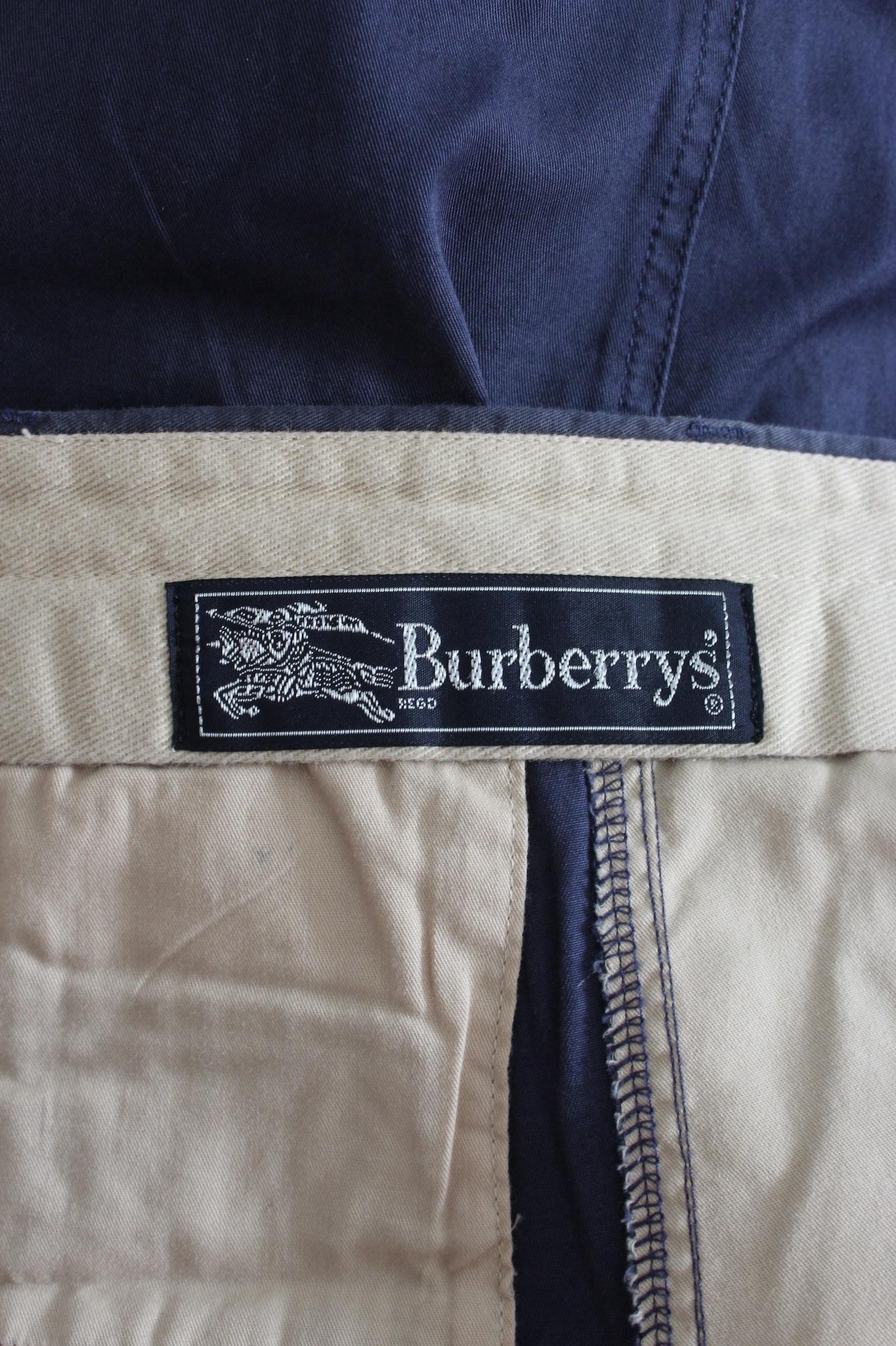 Men's Burberry Blue Cotton Oversize Trousers 1990s