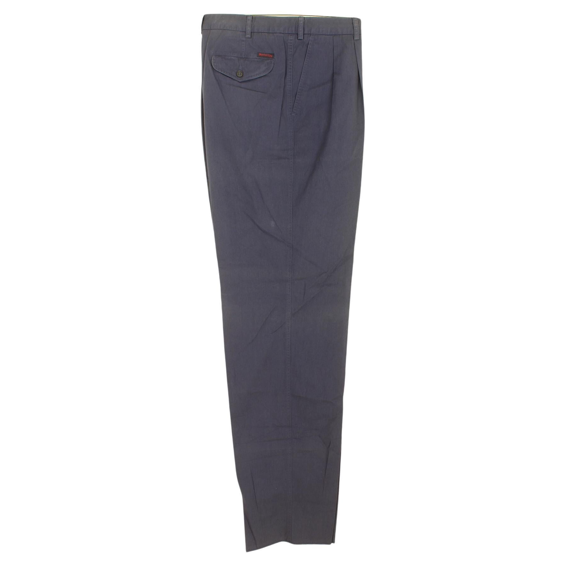 Burberry Blue Cotton Oversize Trousers 1990s