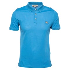 Burberry Blue Cotton Polo T-Shirt S