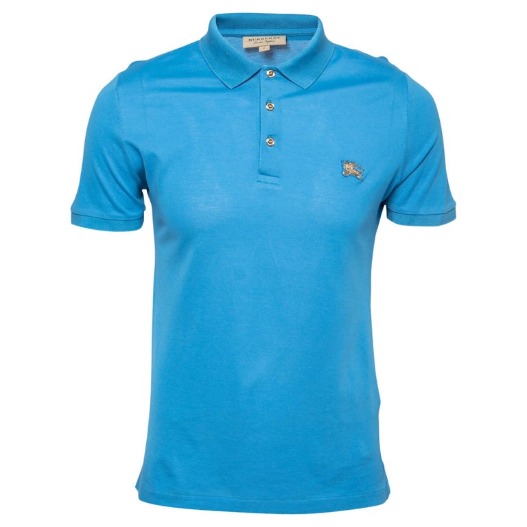 Burberry Blue Cotton Polo T-Shirt S For Sale at 1stDibs
