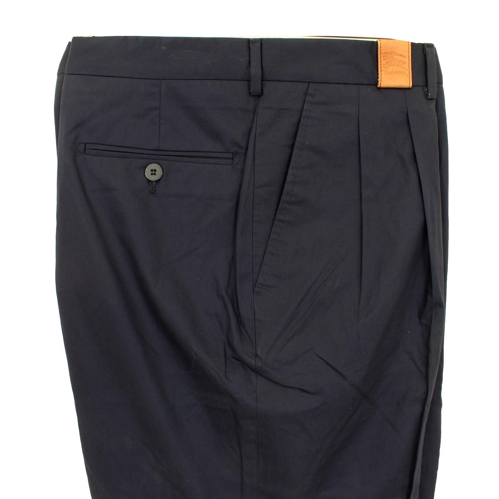 Pantalon en coton bleu Burberry 1990 Neuf - En vente à Brindisi, Bt