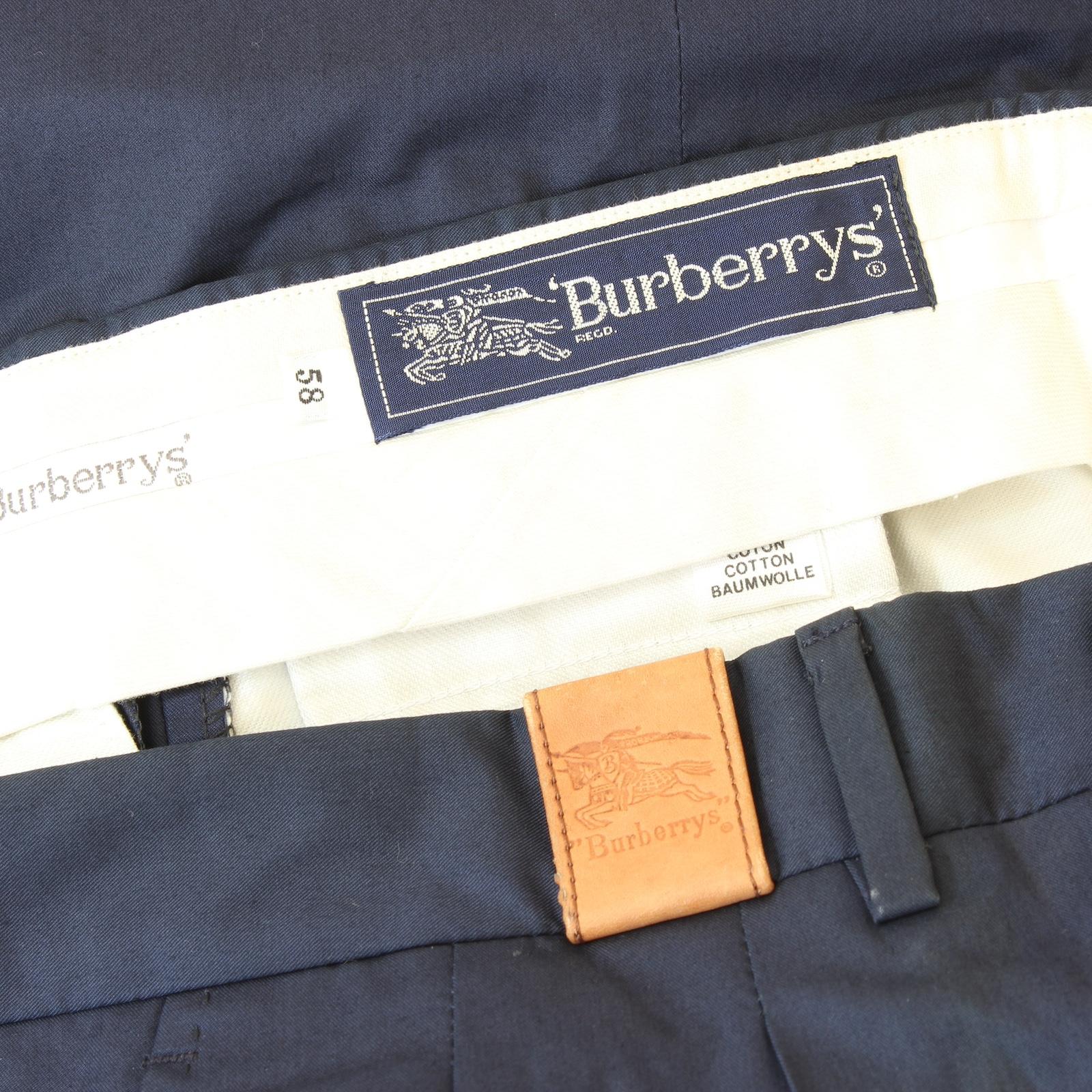 Men's Burberry Blue Cotton Trousers 1990s For Sale