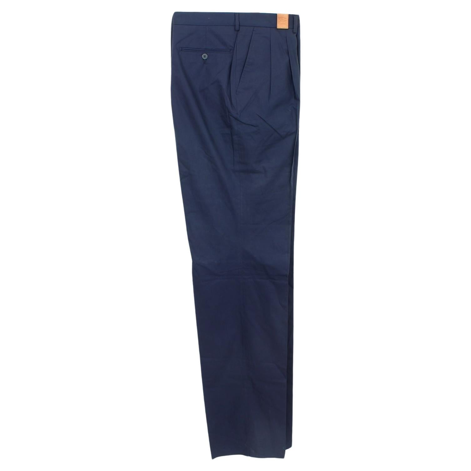 Burberry Blue Cotton Trousers 1990s For Sale