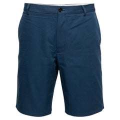 Burberry Blue Cotton Twill Logo Appliqued Chino Shorts XXL