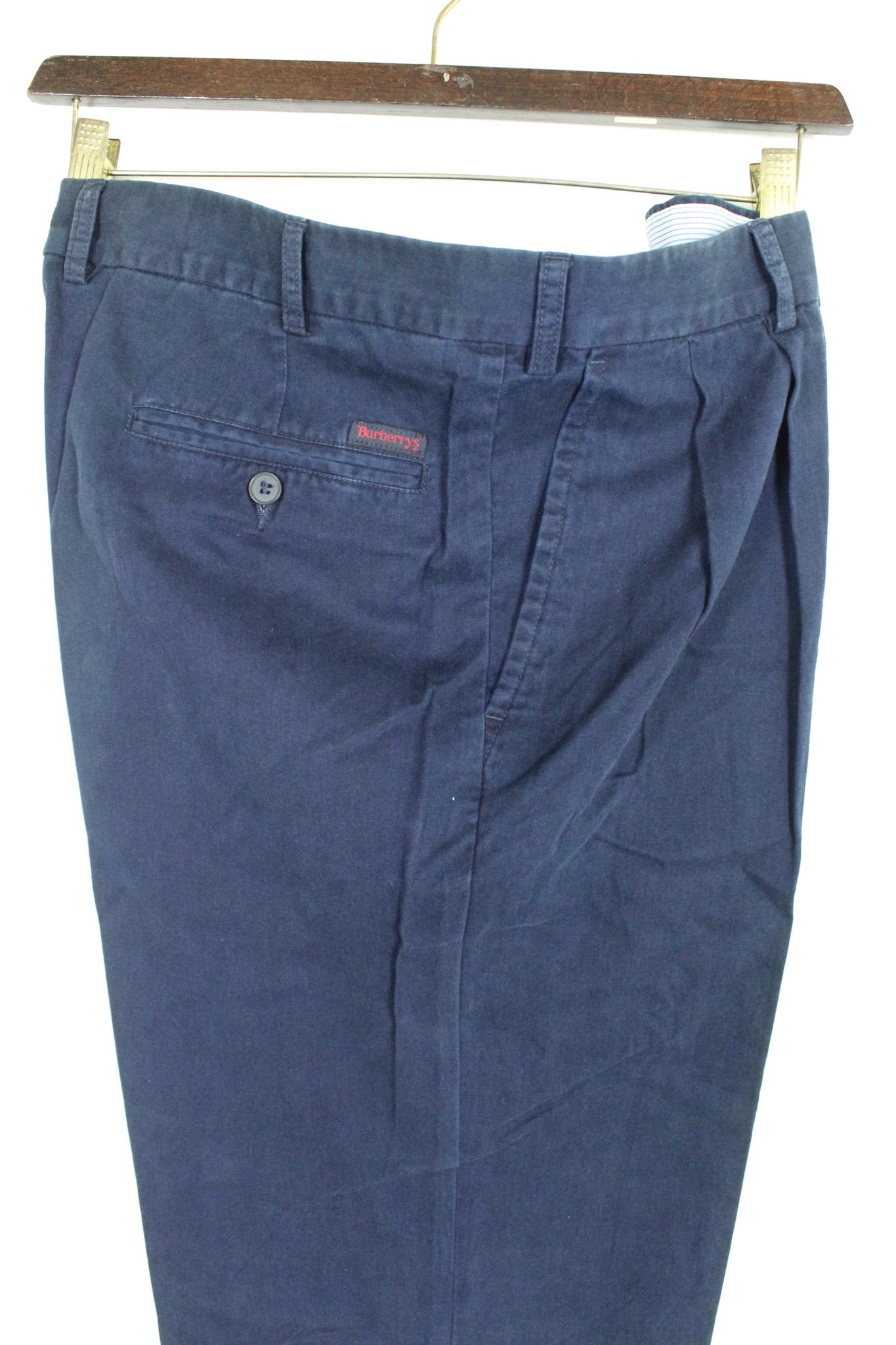 Burberry Blue Cotton Vintage Pants In New Condition For Sale In Brindisi, Bt