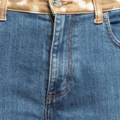 Burberry Blue Denim Animal Print Waist Detail Jeans M Waist 28"
