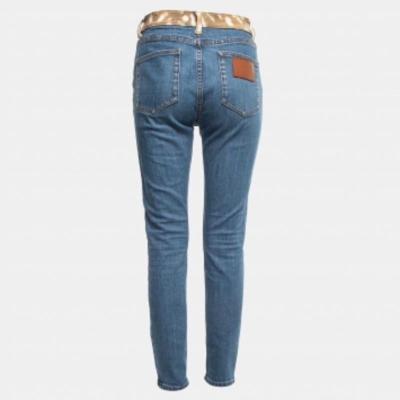 Grigio Jeans Burberry Blue Denim Animal Print Waist Detail Vita M Vita 28