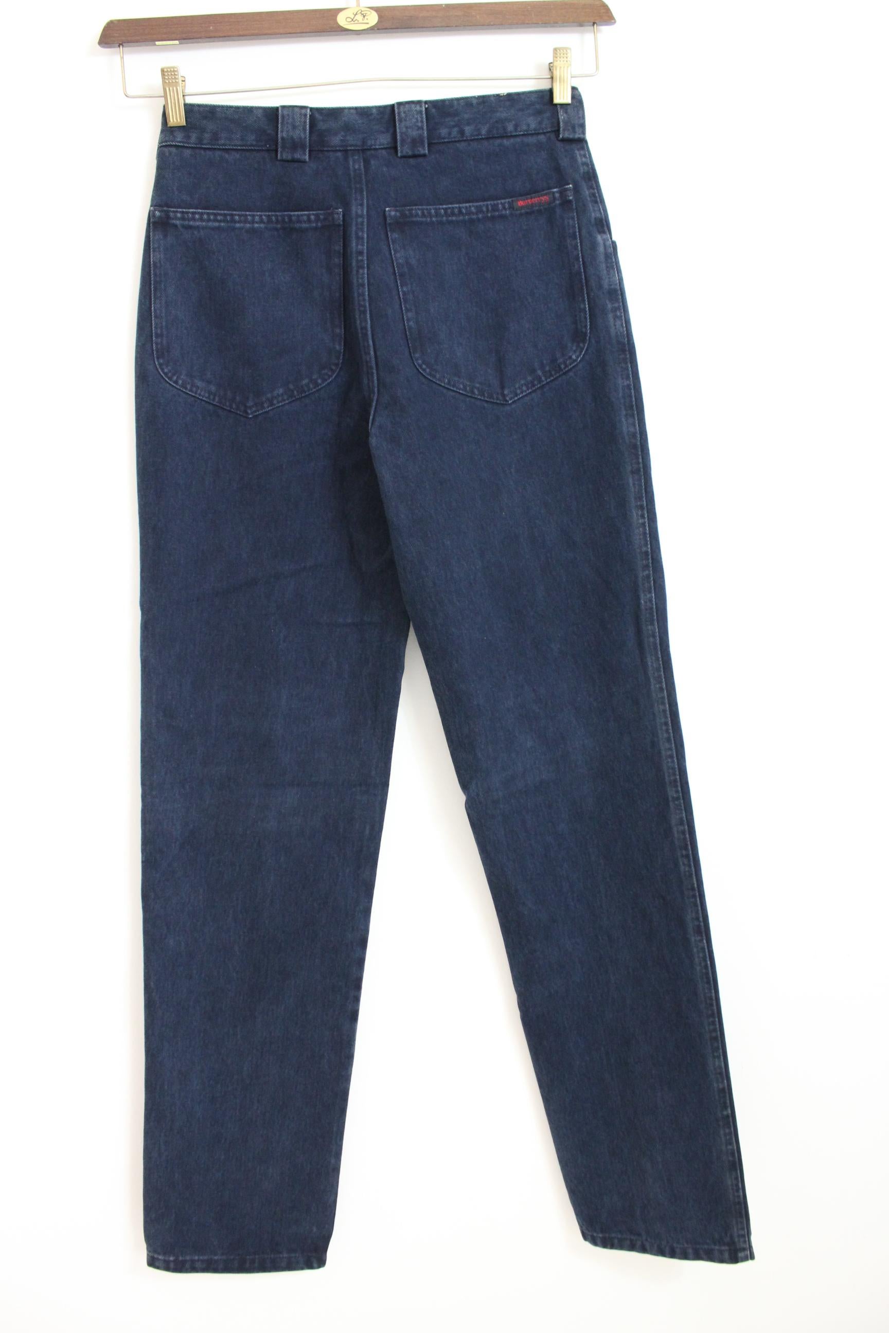 Burberry Blue Denim Cotton Classic Jeans High Waist Pants 1980s NWT 1