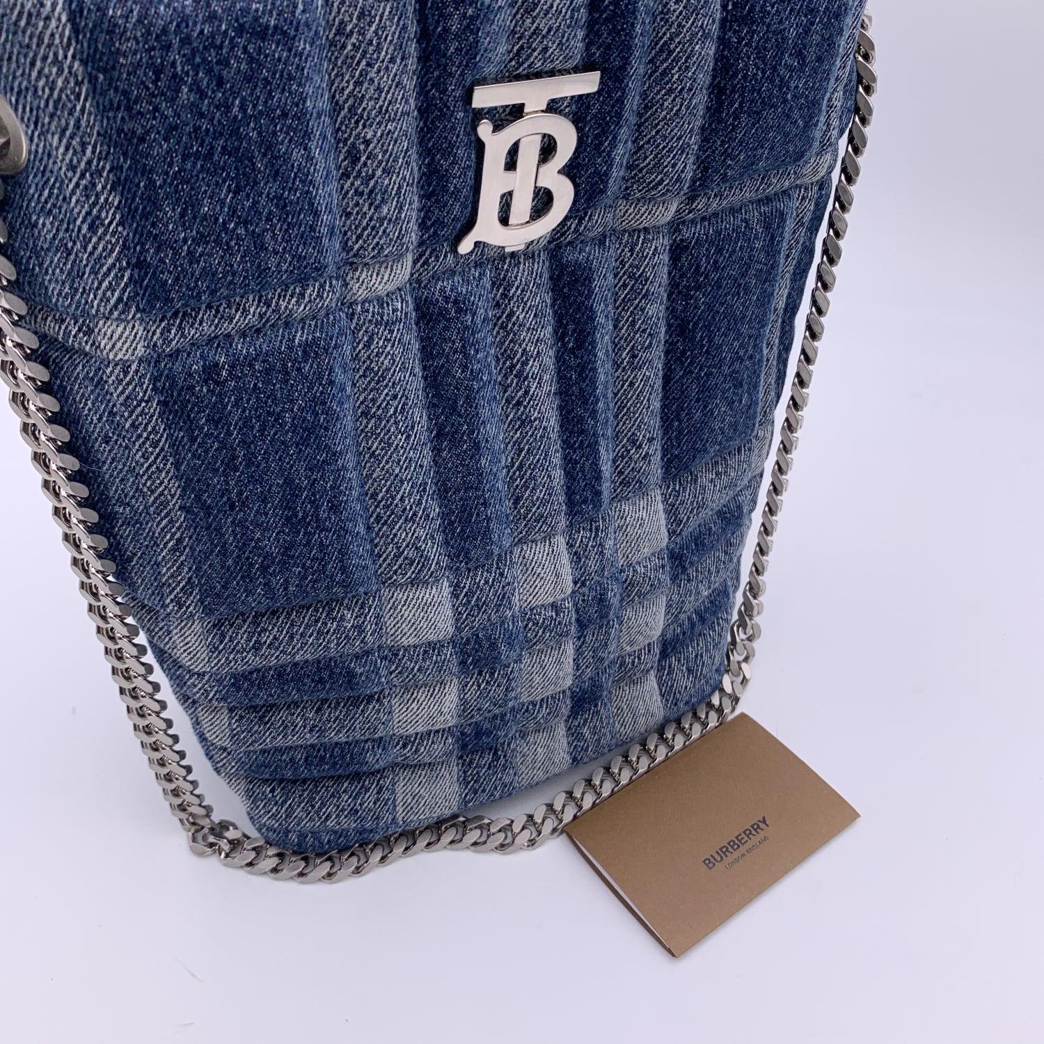 Burberry Blue Denim Quilted Small Lola Bucket Shoulder Bag Tote 1