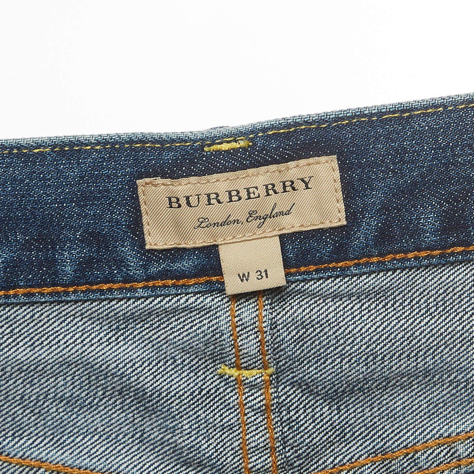 Burberry Blue Denim Straight Fit Jeans L Waist 31