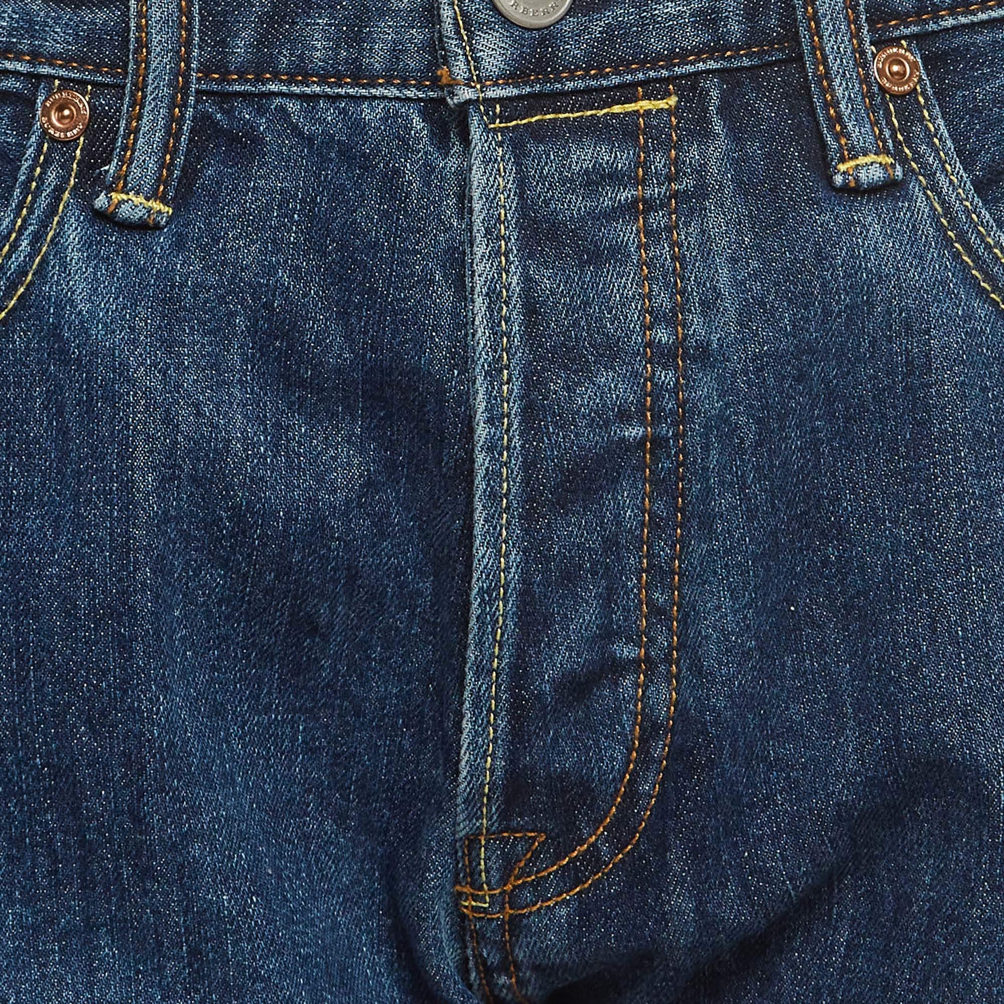 Black Burberry Blue Denim Straight Leg Jeans M Waist 29