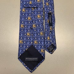 BURBERRY Blue Gold Diamond Silk Tie