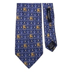 BURBERRY Blue Gold Diamond Silk Tie