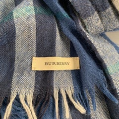 BURBERRY Blau-Grau karierte Baumwollschals
