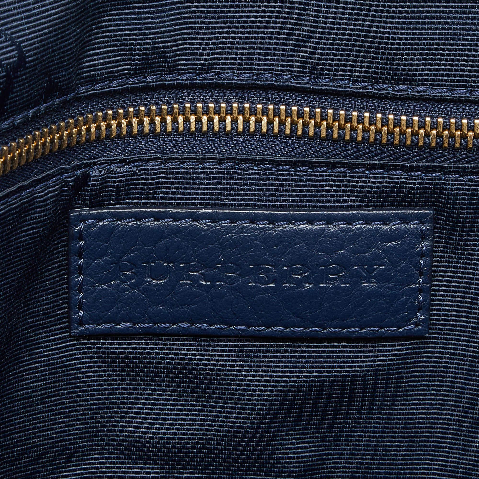 Burberry Blue Heritage Check Geprägtes Leder Kleine Orchard Bowler Tasche im Angebot 5