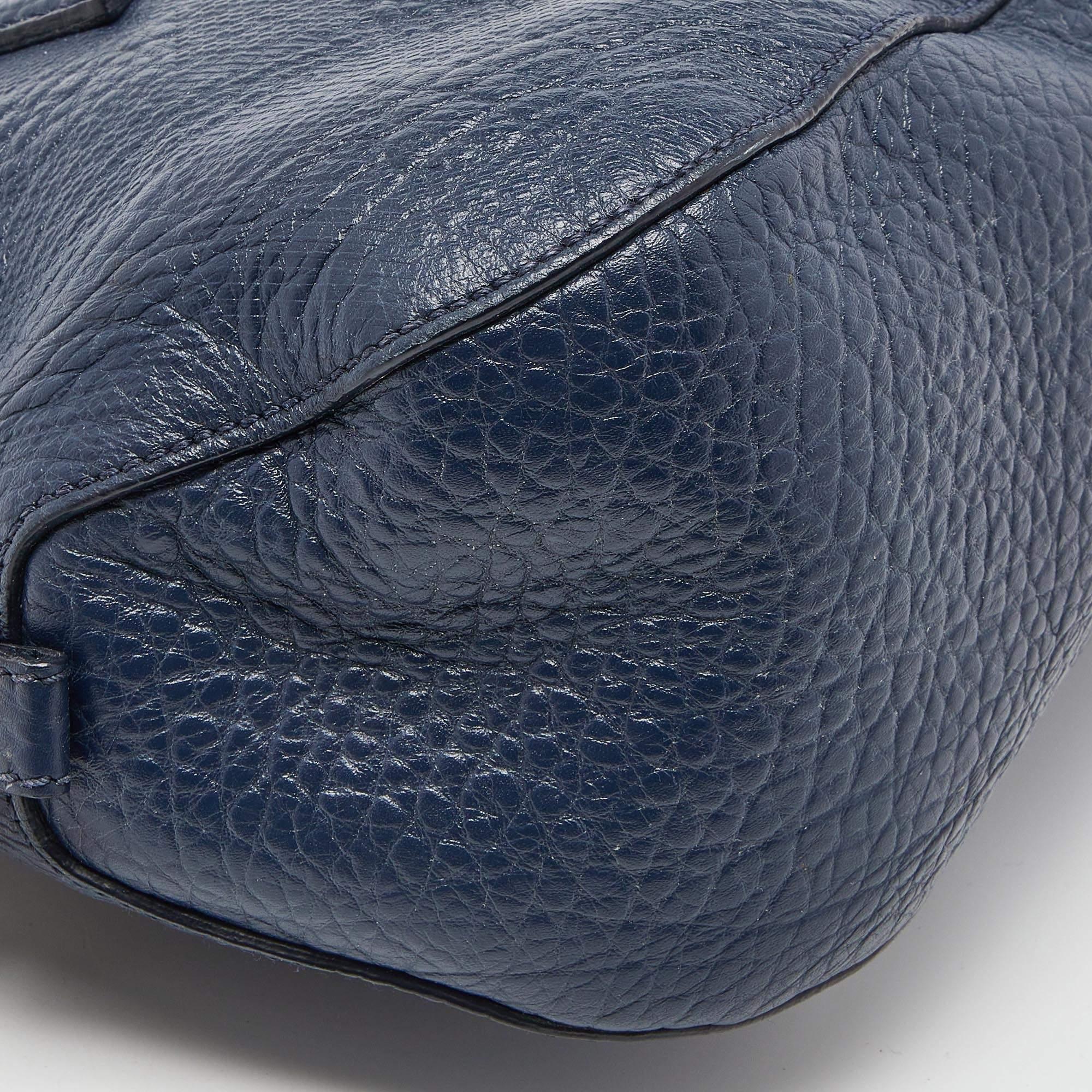 Burberry Blue Heritage Check Geprägtes Leder Kleine Orchard Bowler Tasche im Angebot 2