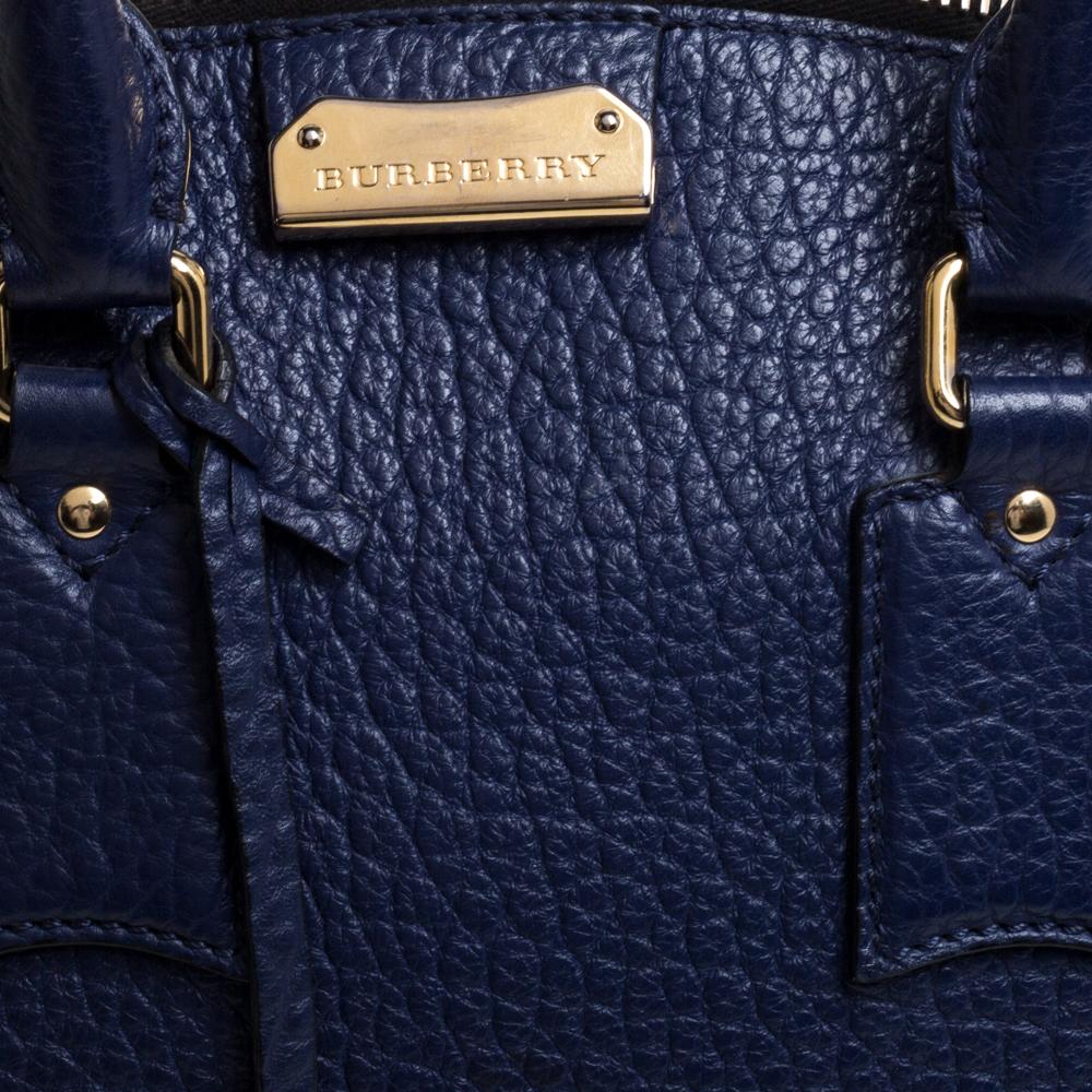 Burberry Blue Heritage Grain Leather Small Orchard Bowling Bag 6