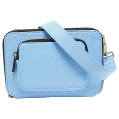 Burberry Borsa a tracolla in pelle goffrata blu Jake Check
