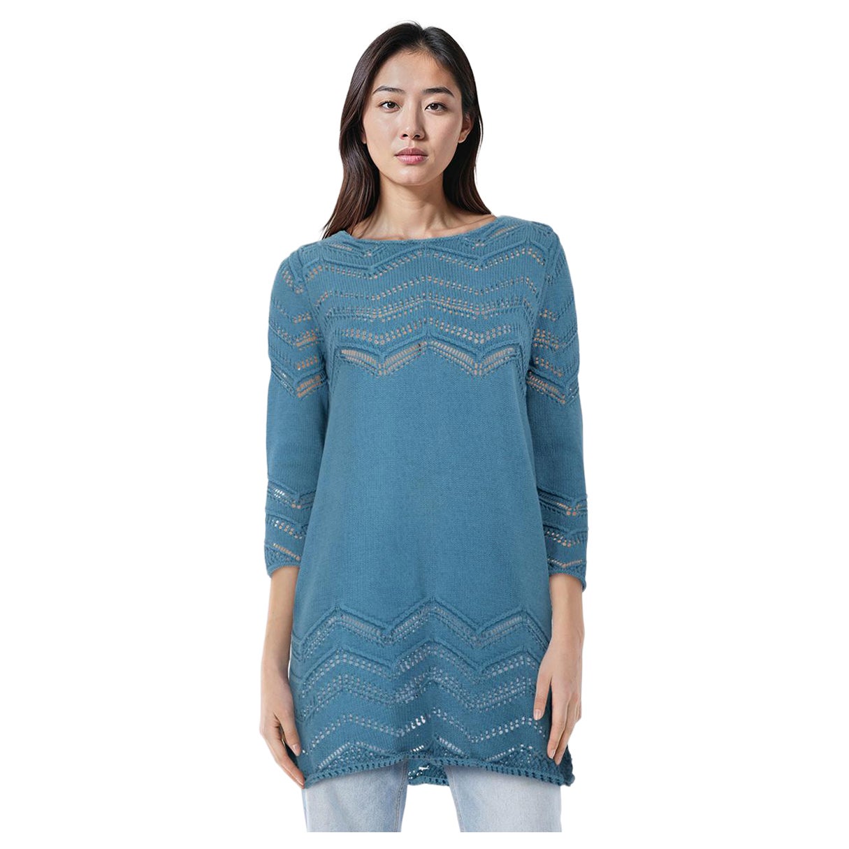 Burberry Blue Knit Long Sleeve Top Size S en venta